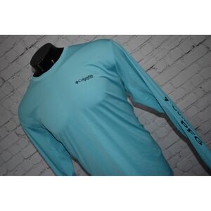 Columbia PFG Performance Fishing Gear Sun Shirt Mens Large Blue Polyester